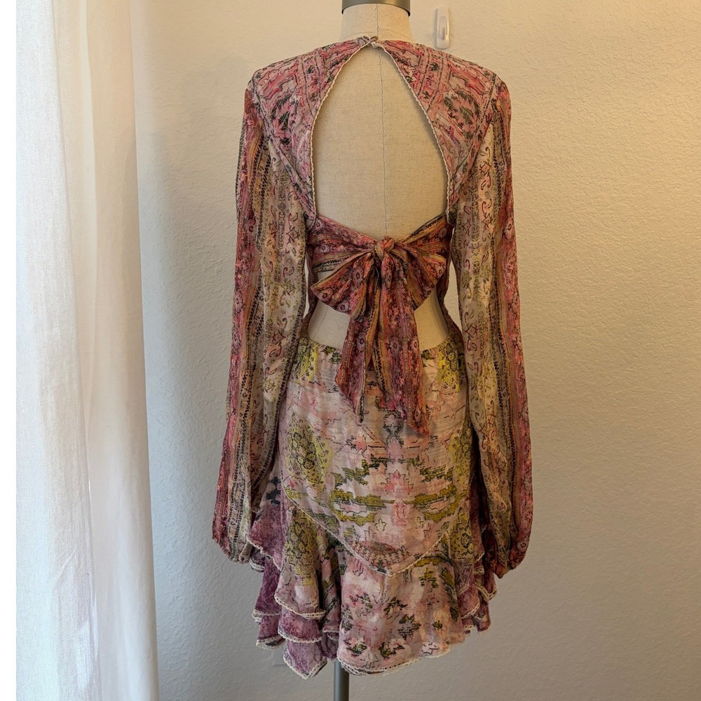 Hemant & Nandita Maya Mini Dress XL Open Back Tiered Ruffle Boho Party Resort - Picture 8 of 16